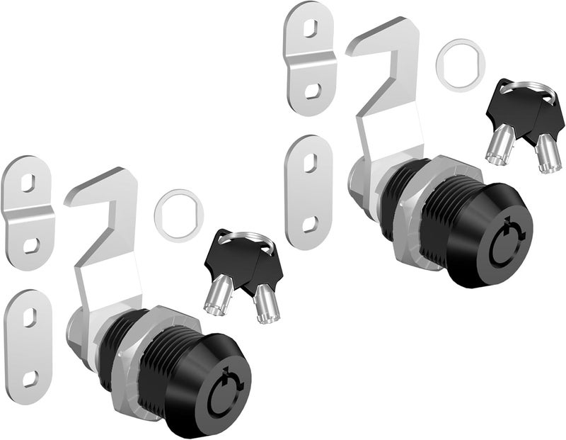 Hecfu 2 Pcs Toolbox Locks with Keys, 5/8" Tubular Cam Lock Keyed Alike, Hook Cam Tool Box Lock Secure Your Toolbox Mailbox Drawer Cabinet Locks, Zinc Alloy - Image 1